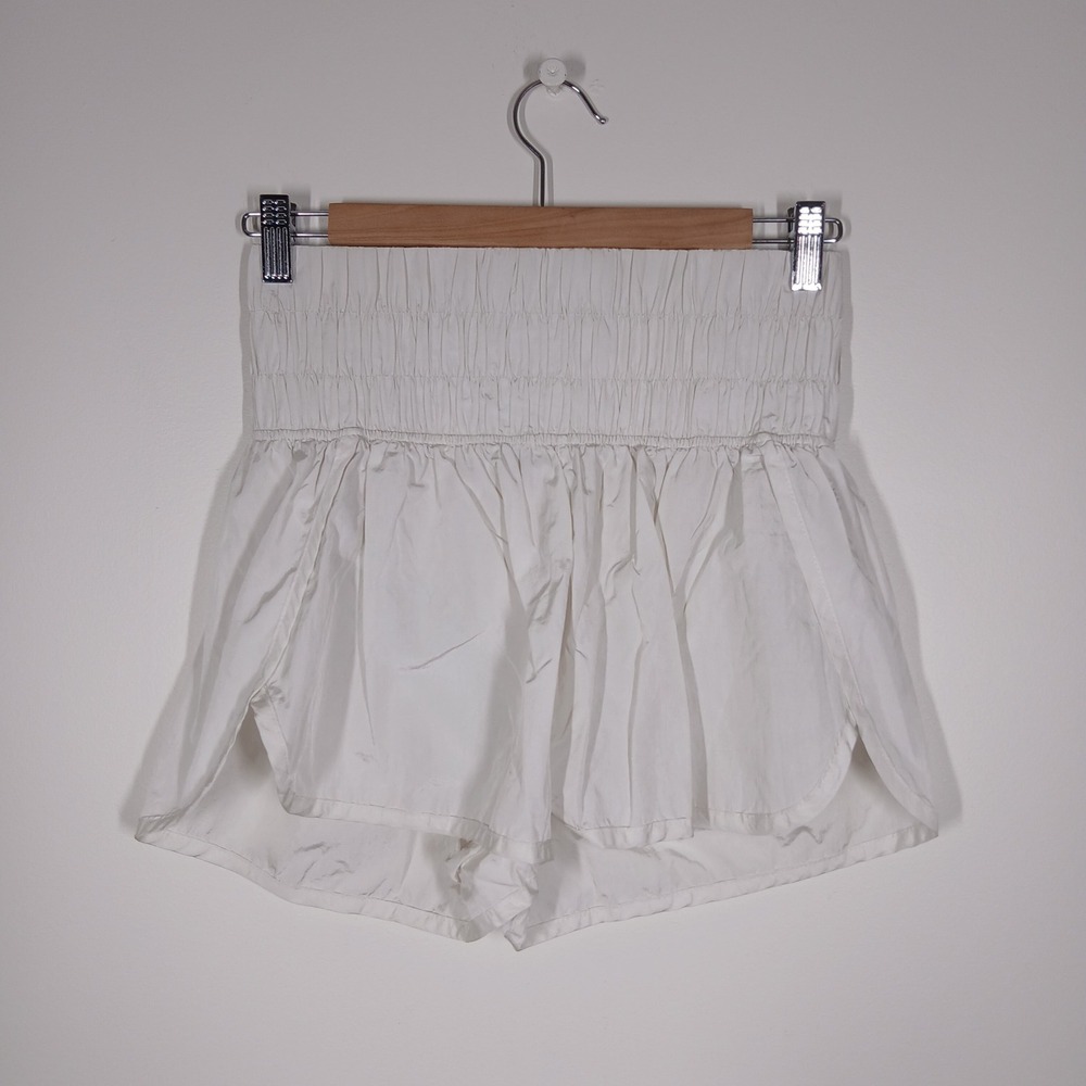 Free People Movement Way Home Shorts Womens M White Smocked High Rise Running
